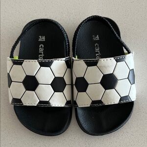 Carter's Kids Soccer Slide Sandals - Black and White Hexagon